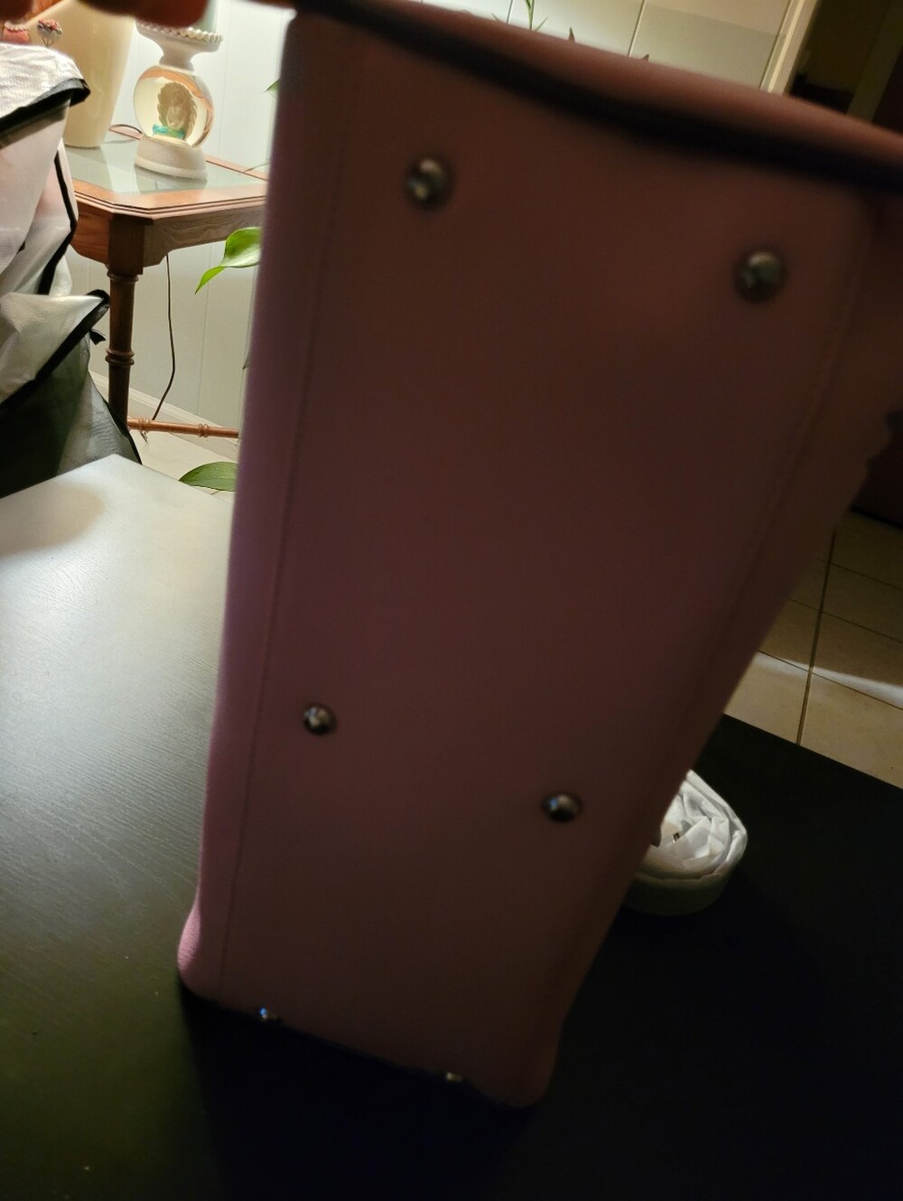 Von Dutch Pink and Purple Duffle Bowler Bag with Studded Strap Accents - Picture 5 of 6